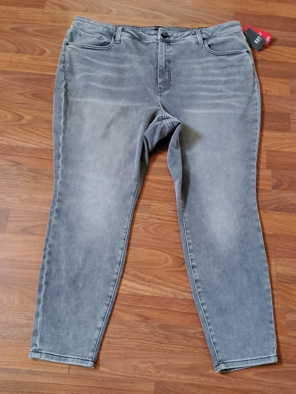 Kut from the Kloth High-Rise Fab Ab Ankle Skinny Jeans Gray Size 24W NWT